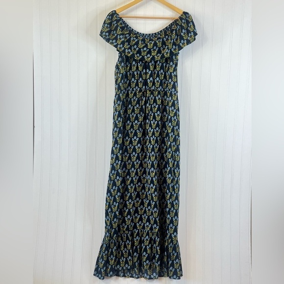 Style & Co Floral Print Gauze Tiered Maxi Dress Blue Size Medium Boho maxi dress - Picture 5 of 14